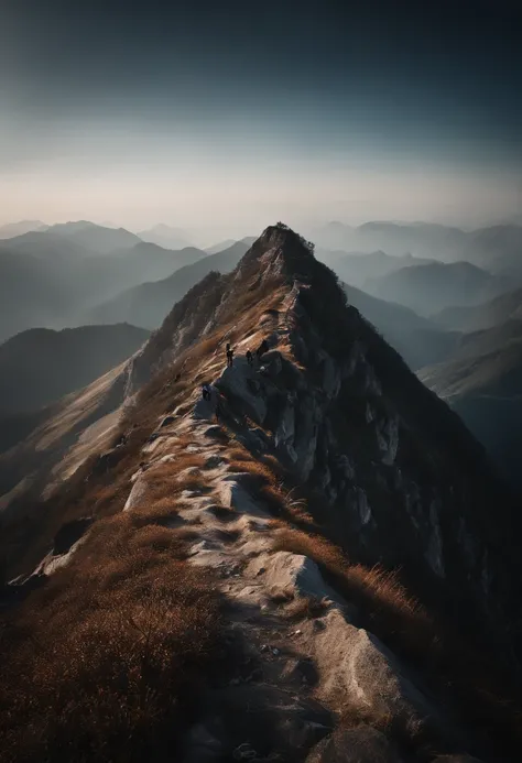 Top of the mountains、Reaching the summit、beautful view、 amazing composition, Climb to the top、You can see the top、Arrive at the summit、Summit of Mt、Reaching、