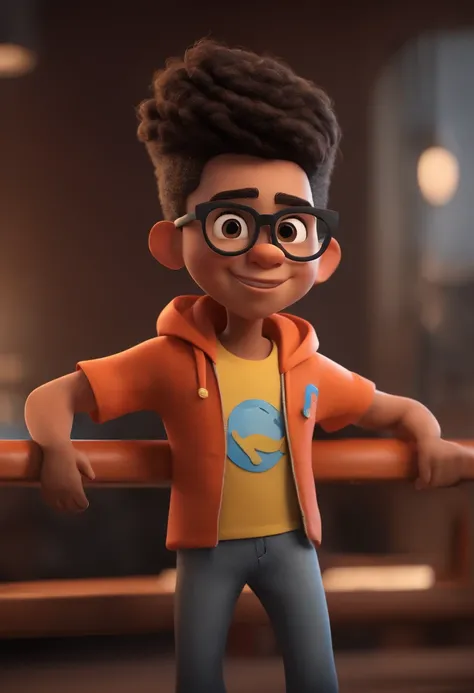 Cartoon character of a boy with black glasses and a Corinthians shirt, animation character, Caractere estilizado, animation style rendering, 3D estilizado, Arnold Maya render, 3 d render stylized, toon render keyshot, Personagem 3D, Personagem 3D, 3d rende...