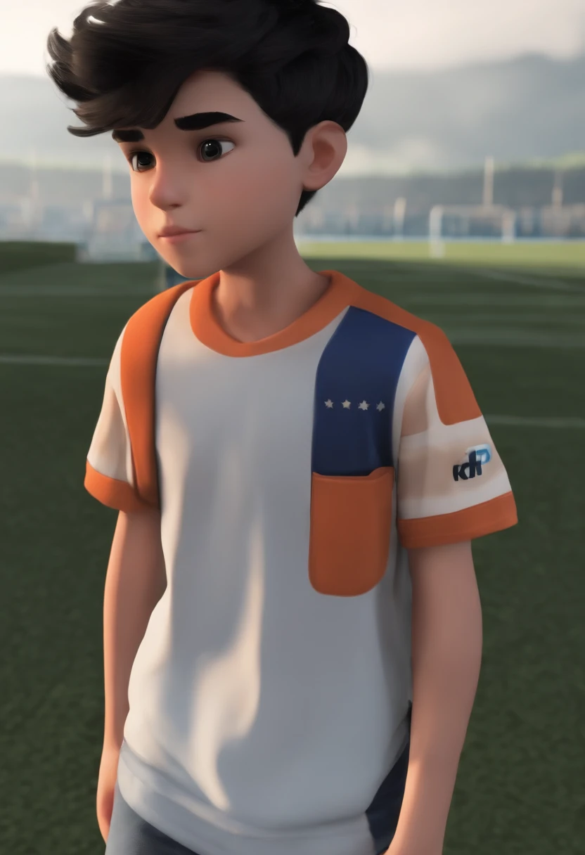 Image of a boy for a story in a YouTube video in Pixar format, Hes the little allabester, Hes the national team player Hes outgoing, Playful and gets up for a lot of things, Short black hair roblox games background he is 17 years old