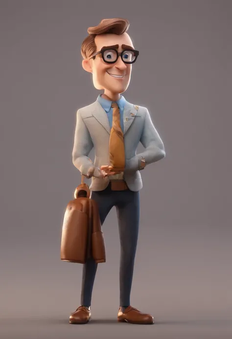 Cartoon character of a man without black glasses and a blue shirt, animation character, Caractere estilizado, animation style rendering, 3D estilizado, Arnold Maya render, 3 d render stylized, toon render keyshot, Personagem 3D, Personagem 3D, 3d rendering...