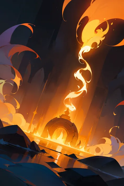 "Immerse yourself in the awe-inspiring grandeur of an enigmatic Mott bathed in the ethereal glow of infernal flames, as ancient symbols channel its mystical power."