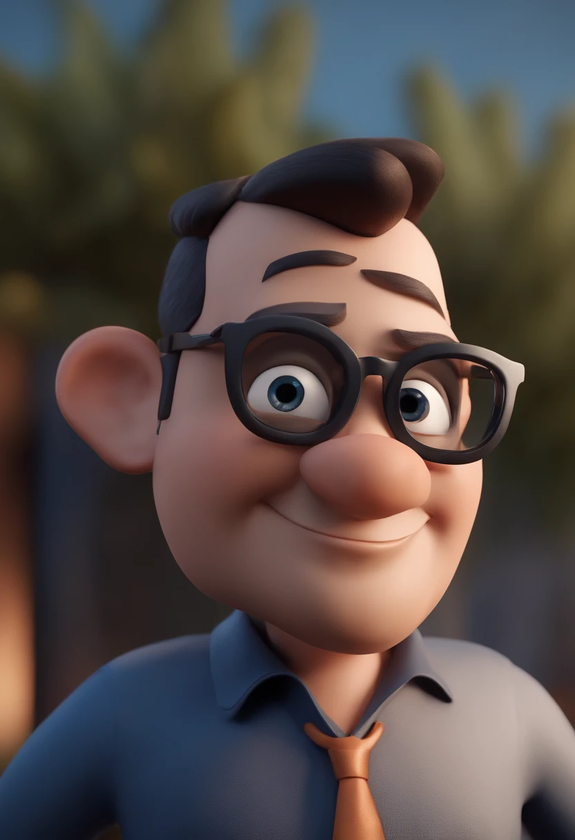 Cartoon character of a man with black glasses and a blue shirt, animation character, Caractere estilizado, animation style rendering, 3D estilizado, Arnold Maya render, 3 d render stylized, toon render keyshot, Personagem 3D, Personagem 3D, 3d rendering st...