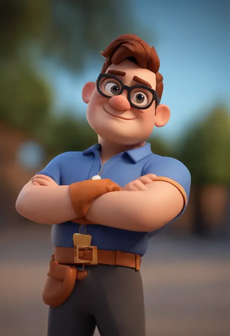 Cartoon character of a man wearing black glasses and a blue shirt, um personagem animado, Caractere estilizado, animation style rendering, 3D estilizado, Arnold Maya render, 3 d render stylized, toon render keyshot, Personagem 3D, Personagem 3D, 3d renderi...