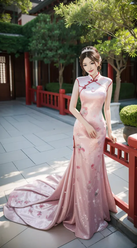 masterpiece，a high resolution，cheongsam beauty wedding photos，a picture，exteriors