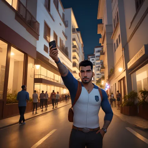 arafed man taking a selfie in front of a building at night, caio santos, mateus 9 5, by Nándor Katona, icaro carvalho, avatar image, david rios ferreira, frontal picture, by Felipe Seade, Henry Alvim Correa, joseph moncada, andrea rocha, salvador. Homem br...