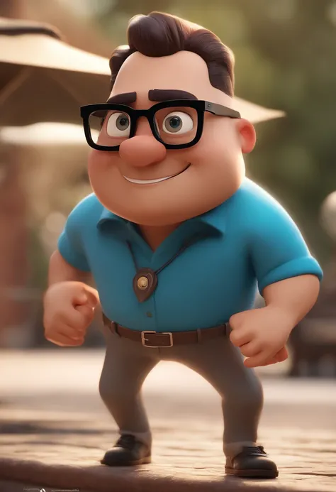 Cartoon character of a man with black glasses and a blue shirt, animation character, Caractere estilizado, animation style rendering, 3D estilizado, Arnold Maya render, 3 d render stylized, toon render keyshot, Personagem 3D, Personagem 3D, 3d rendering st...