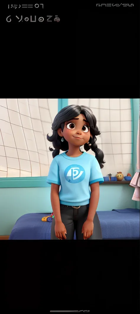 Uma menina preta,cabelo cacheados estilo disney pixar, alta qualidade, melhor qualidade