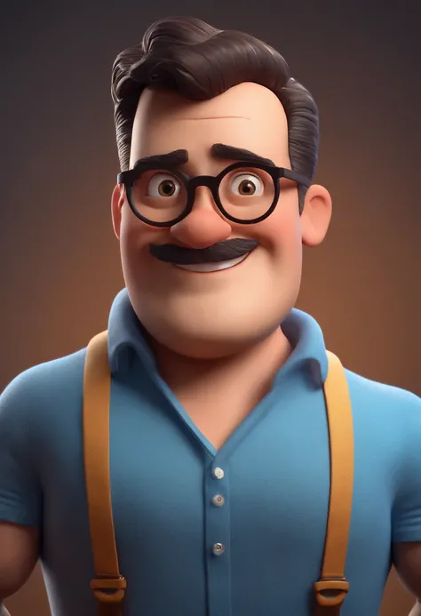 Cartoon character of a man with black glasses and a blue shirt, animation character, Caractere estilizado, animation style rendering, 3D estilizado, Arnold Maya render, 3 d render stylized, toon render keyshot, Personagem 3D, Personagem 3D, 3d rendering st...