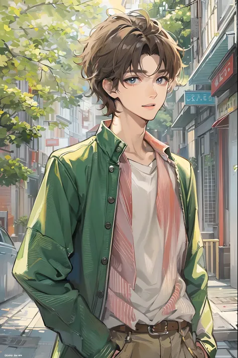 Absurdres masterpiece HDR high quality picture of a character from Hana yori dango anime, 1 boy , character is with detailed face, simple hair design , happy face, different clothes , ((short hair style:1 )) , anime eyes, light skin , 

Wearing random outf...