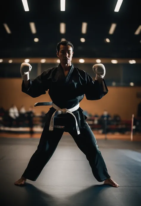 Portrait d’un homme noir qui pratique le taekwondo