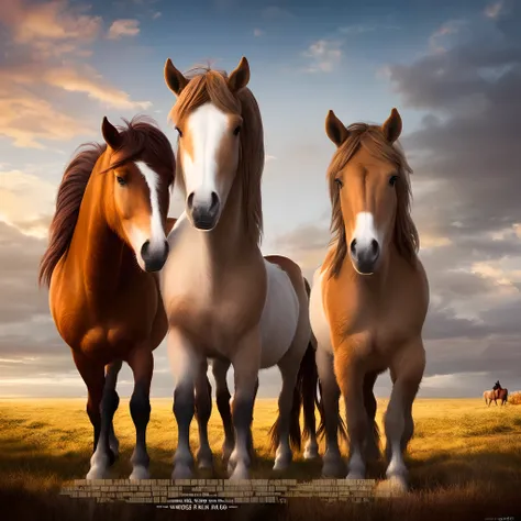 movie poster pixar style titled „princessa“ include a light brown icelandic horse looking at the camera , ears to the front