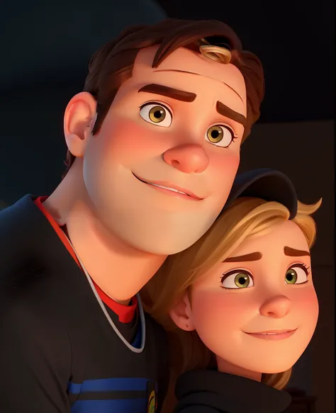 Um HOMEM E UMA MULHER ESTILO DISNEY PIXAR, ALTA QUALIDADE, MELHOR QUALIDADE