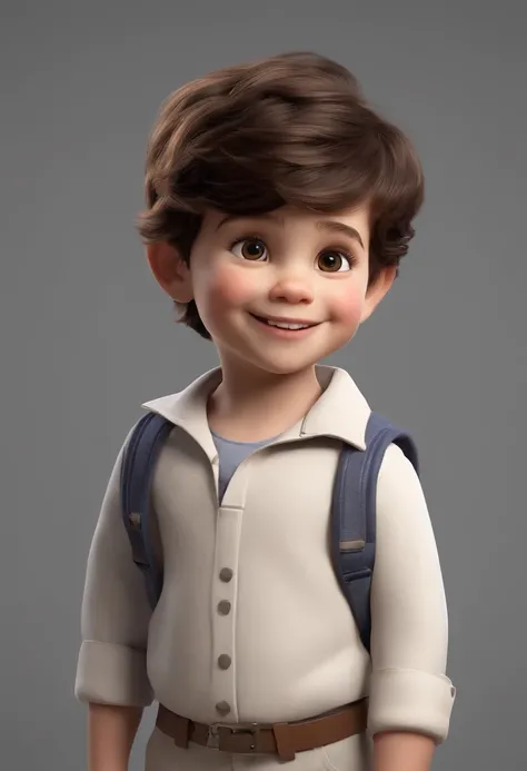 a happy cute kid standing short hair, vestindo uma fantasia espacial, , fundo branco, barnet, Tom, Estilo Pixar, ....3d, desenhos animados, rosto detalhado, asymmetrical 16k