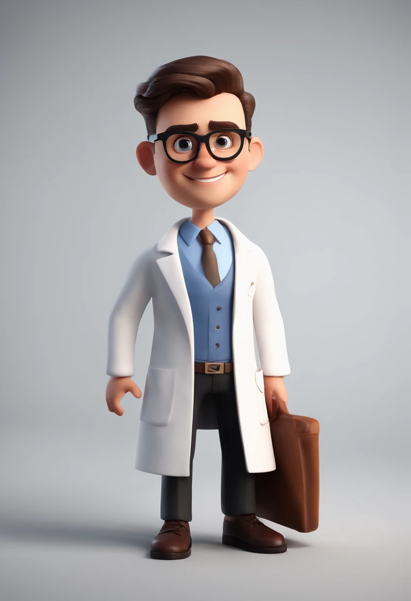 Cartoon character of a man with black glasses and a white lab coat, animation character, Caractere estilizado, animation style rendering, 3D estilizado, Arnold Maya render, 3 d render stylized, toon render keyshot, Personagem 3D, Personagem 3D, 3d renderin...