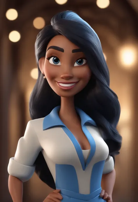 personagem dos desenhos animados de um mulher de 45 anos com cabelos cacheados loiro e uma camisa azul, animation character, Caractere estilizado, animation style rendering, 3D estilizado, Arnold Maya render, 3 d render stylized, toon render keyshot, Perso...