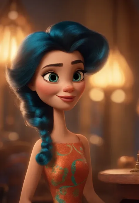 Um filme inspirado na Disney Pixar (MULHER LOIRA 1,76m 48 anos FASHIONISTA COM CABELO LONGO LISO LOIRO OLHOS AZUIS) dentro A cena estar na arte distinta do estilo PIXAR, descolada e estilosa