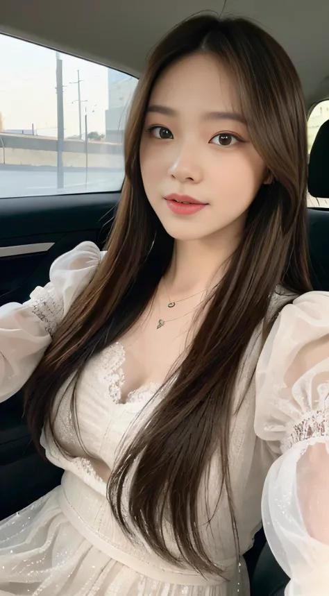 ((Best Quality, 8k, Masterpiece: 1.3)), Focus: 1.2, Perfect Body Beauty: 1.4, Buttocks: 1.2, ((Delicate Long Hair)), (Sparkling Dress: 1.1) , (Sports car, street: 1.2), Highly detailed face and skin texture, Fine eyes, Double eyelids, Whitened skin, Smile,...