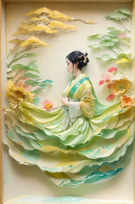 profile of beautiful woman(a sculpture made of many layers of japanese paper)