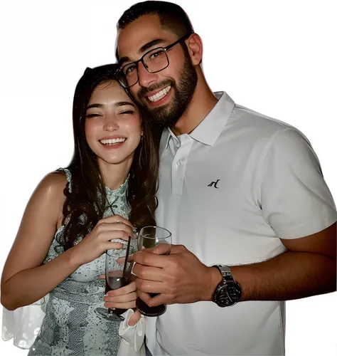 They are posing for a photo along with a glass of wine, Ayanamikodon e Irakli Nadar, Casal feliz, Charli Bowater e Artgeem, editing, Directed by: Daniel Lieske, Fotografia tirada em 2 0 2 0, Ghutra e Egal, Divirta-se, casal sorridente, Directed by: Niko He...