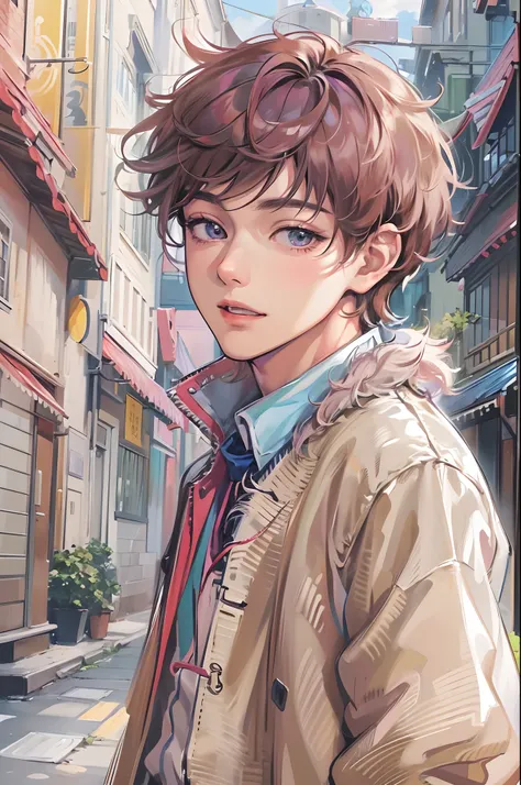 Absurdres masterpiece HDR high quality picture of a character from Hana yori dango anime, 1 boy , character is with detailed face, simple hair design , happy face, different clothes , ((short hair style:1 )) , anime eyes, light skin , 

Wearing random outf...