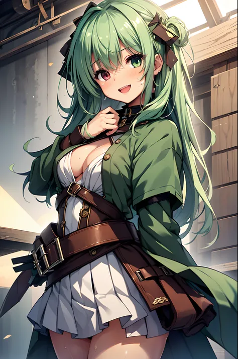 top-quality、Top image quality、in 8K,4K,masterpiece、(NSFW:1.1)、bared chest,((Having sex)),ultra-detailliert、Beautiful、ultra-quality、cute little、girl with(((18year old、Skin shining with sweat、、erotick:1.4、Happiness)))、tiny girl,Colossal tits,Smile with ope...