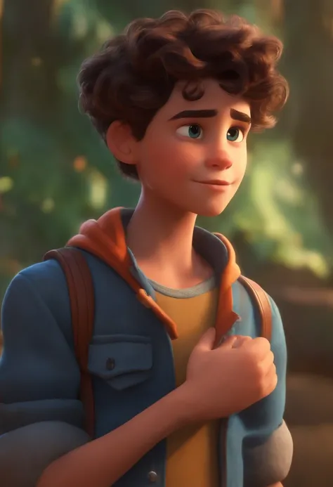 Image of a boy for a story in a YouTube video in Pixar format, Hes the little allabester, Hes the class leader, Hes outgoing, Playful and gets up for a lot of things, cabelo curto