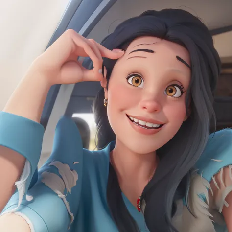 Mulher morena, estilo Disney Pixar, alta qualidade, melhor qualidade