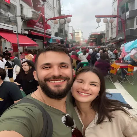 They are posing for a photo in front of a red sofa, Ayanamikodon e Irakli Nadar, Lovely couple, Fotografia tirada em 2 0 2 0, Casal feliz, imagem de qualidade muito baixa, imagem de perfil, Barabas Miklos e Hollosy Simon, momma and papa, Directed by: Nando...