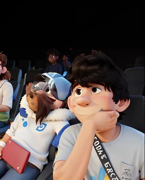 Dois amigos no cinema.desenho pixar 3D