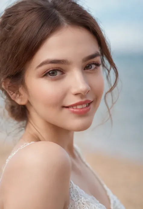 best quality,ultra-detailed,realistic,portrait,soft lighting,cute face,beautiful detailed eyes,beautiful detailed lips,flying skirt,breeze,playful pose,colorful background,summer vibes,beach scene,smiling expression.