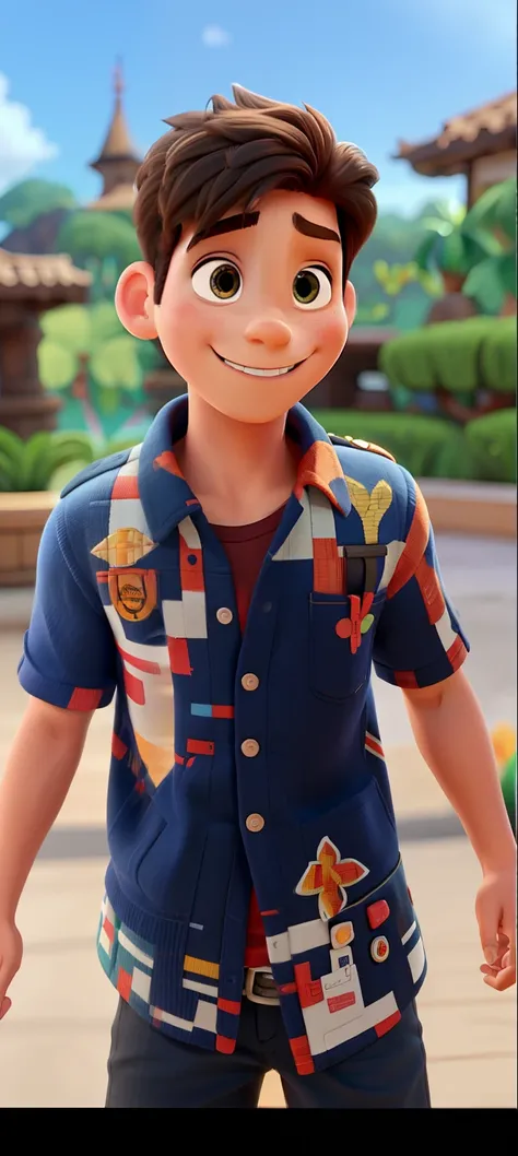 Um garoto no estilo Disney pixar, alta qualidade, melhor qualidade