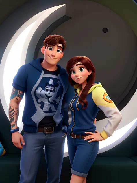 Mulher e homem estilo Disney pixar,alta qualidade,melhor qualidade felizes,