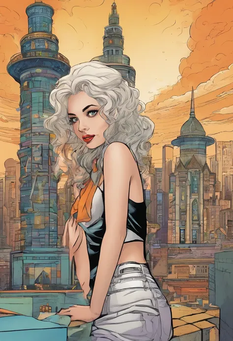 American comics, the comic story is An Iranian girl with very long black hair as tall as a tower is imprisoned in a tower, a boy with white hair (albinism) is standing at the bottom of the tower and calls her name, the girl threw her hair down from the win...