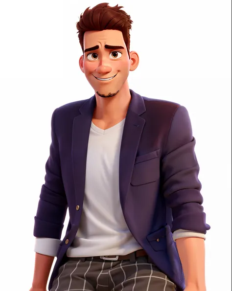 A man with a Pixar Disney-style, tan skin, high quality, best quality.