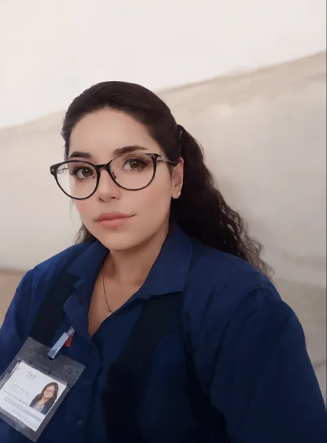 Theres a woman with glasses and an ID tag on her shirt, Lorena Avarez, imagem de perfil, Alanis Guillen, Estefania Villegas Burgos, Directed by: Nandor Soldier, Anos Imane, imagem profissional, Foto realista, Adriana DXIM, Valentina Embaralhamento, fernand...