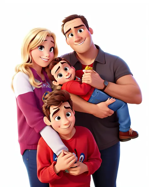 Um familia estilo poster de filme disney pixar, alta qualidade, melhor qualidade, fundo da imagem em uma cidade feliz