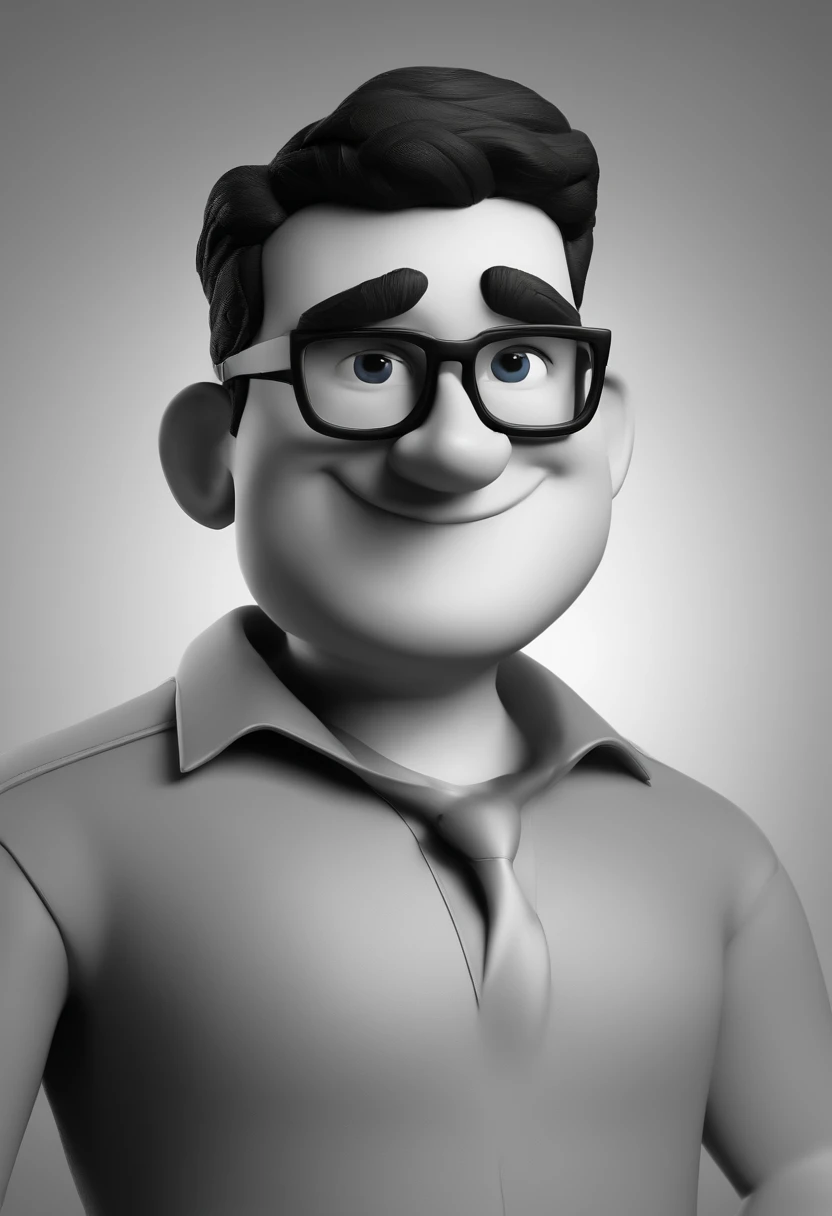 Cartoon character of a man with black glasses and a blue shirt, animation character, usando barba cavanhaque, Caractere estilizado, animation style rendering, 3D estilizado, Arnold Maya render, 3 d render stylized, toon render keyshot, Personagem 3D, Perso...