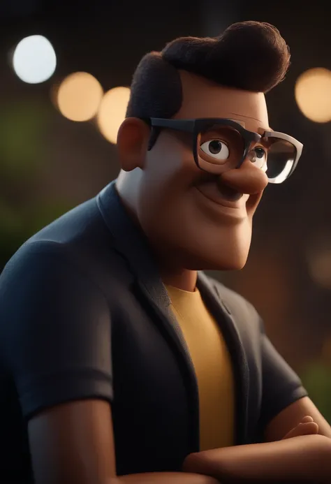 Cartoon character of a man with black glasses and a sao paulo cartoon character,,  (Estilo Pixar) (master part:1.2) (Bokeh) (best quality) (pele detalhada) (textura detalhada) (8k) (argila) (Cinematic lighting) (foco nítido