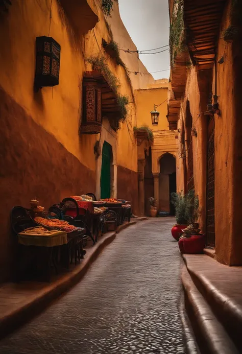 A street where alleys meet in fes morocco style lmressionist