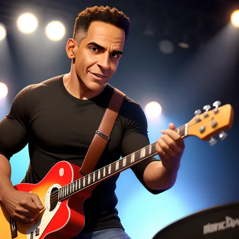 Pixar :Homem careca negro tocando guitarras em show