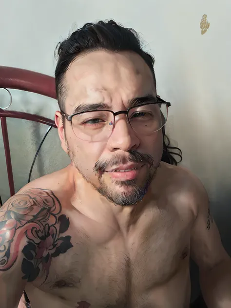 Man with chest tattoo and glasses, (38 anos), with glasses and goatee, Homem de 4 0 anos, Homens de 45 anos, 38 anos, with nerdy glasses and goatee, 3 6 anos, 3 2 anos, 3 5 anos, 35 anos, 2 9 anos