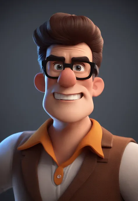 Cartoon character of a man with black glasses and a blue shirt, animation character, Caractere estilizado, animation style rendering, 3D estilizado, Arnold Maya render, 3 d render stylized, toon render keyshot, Personagem 3D, Personagem 3D, 3d rendering st...