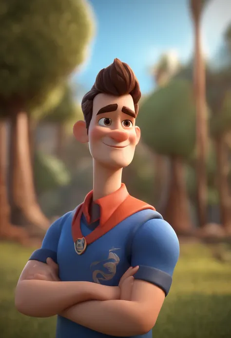 personagem dos desenhos animados de um homem com uma camiseta azul, animation character, Caractere estilizado, animation style rendering, 3D estilizado, Arnold Maya render, 3 d render stylized, toon render keyshot, Personagem 3D, Personagem 3D, 3d renderin...