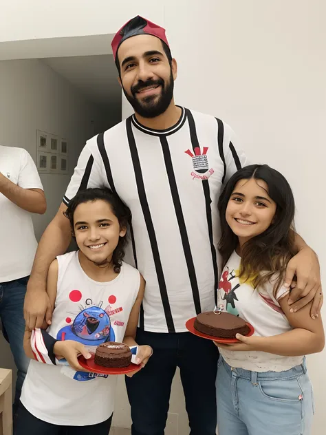 Theres three people together holding cakes and smiling, 🔞🤡, Condutor de Ene, Directed by: Nandor Soldier, david rios ferreira, gui guimaraes, competition winning, edu souza, andrea rocha, Carmelo Blandino, by Almeida Júnior, Directed by: Emerson Silva, Dir...