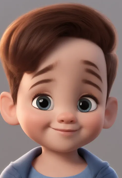 a happy cute kid standing short hair, vestindo uma fantasia espacial, , fundo branco, barnet, tom, Estilo Pixar, ..3d, desenhos animados, rosto detalhado, asymmetrical 16k