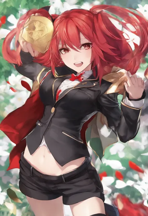 anime girl with red hair and black jacket posing for a picture, anya from spy x family, yayoi kasuma, made with anime painter studio, render of april, she has red hair, badass pose, painted in anime painter studio, female protagonist 👀 :8, persona art styl...