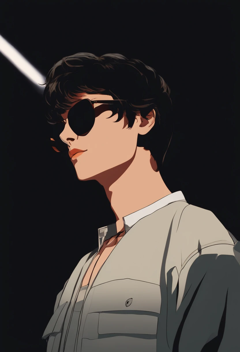 (Boy wearing a sunglasses on a black colored background), Akira, anime, Akira anime, Retro anime, Anime dos anos 80, Anime dos anos 90, ZERO, Lo-fi