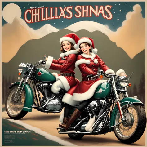 Vintage poster for Rolling Sons Motorcycle Club Christmas bike show