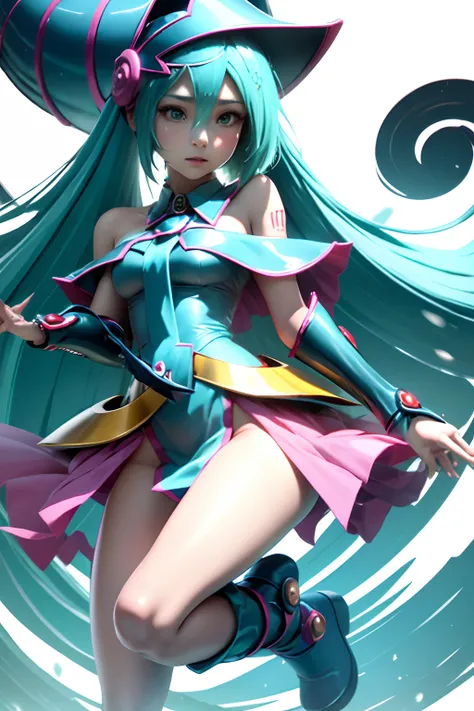 Hatsune Miku disfrazada de dark magician gils.