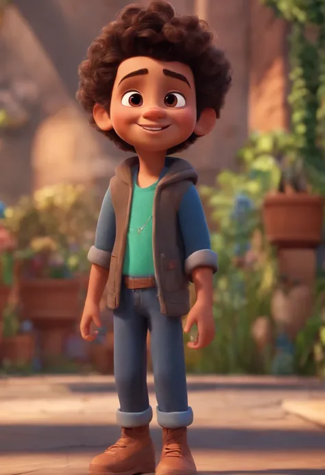 Image of a boy for a story in a YouTube video in Pixar format, Hes the little allabester, Hes the class leader, Hes outgoing, Playful and gets up for a lot of things, cabelo curto